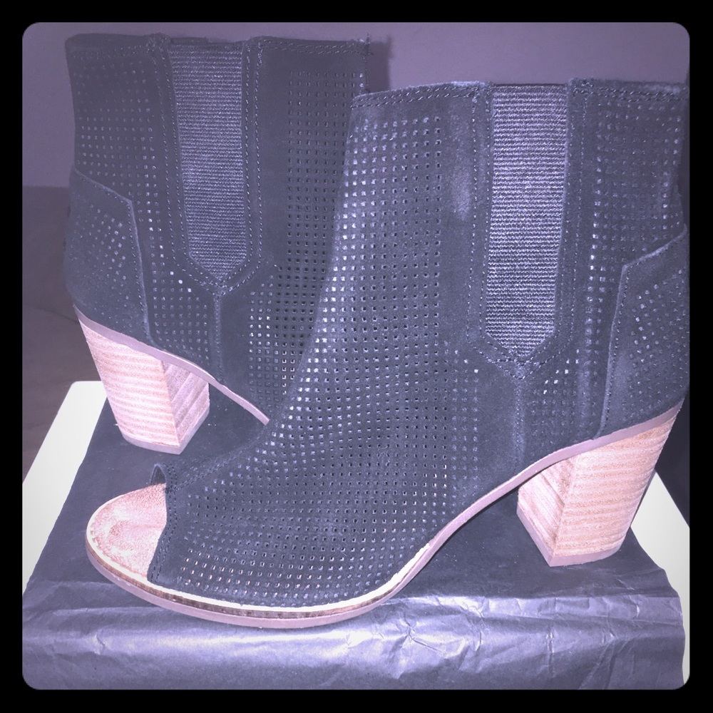 Toms peep toe perforated bootie